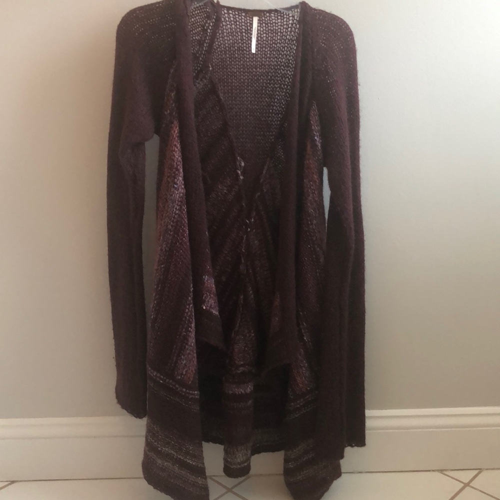 Free People asymmetrical maroon sweater size XS